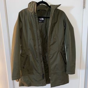 Green north face winter jacket